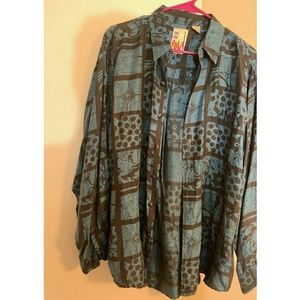 Vtg On The Brink 100% Silk Beach Shirt